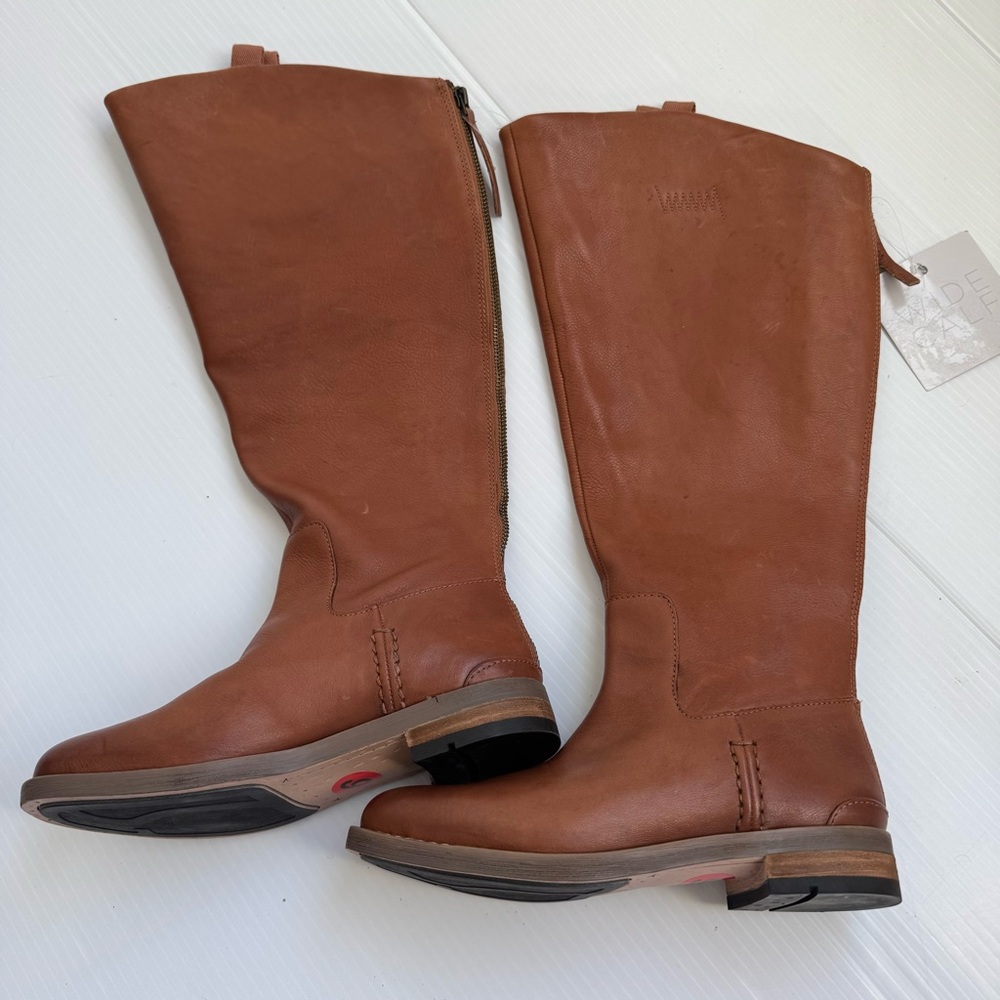 Franco Sarto Meyer wide calf size 6 Women's Brown Leather Knee-High Boots
